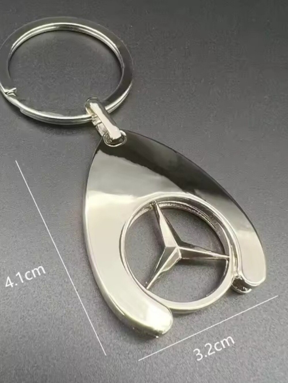 New Silver Mercedes Logo Drop Keychain Key Ring